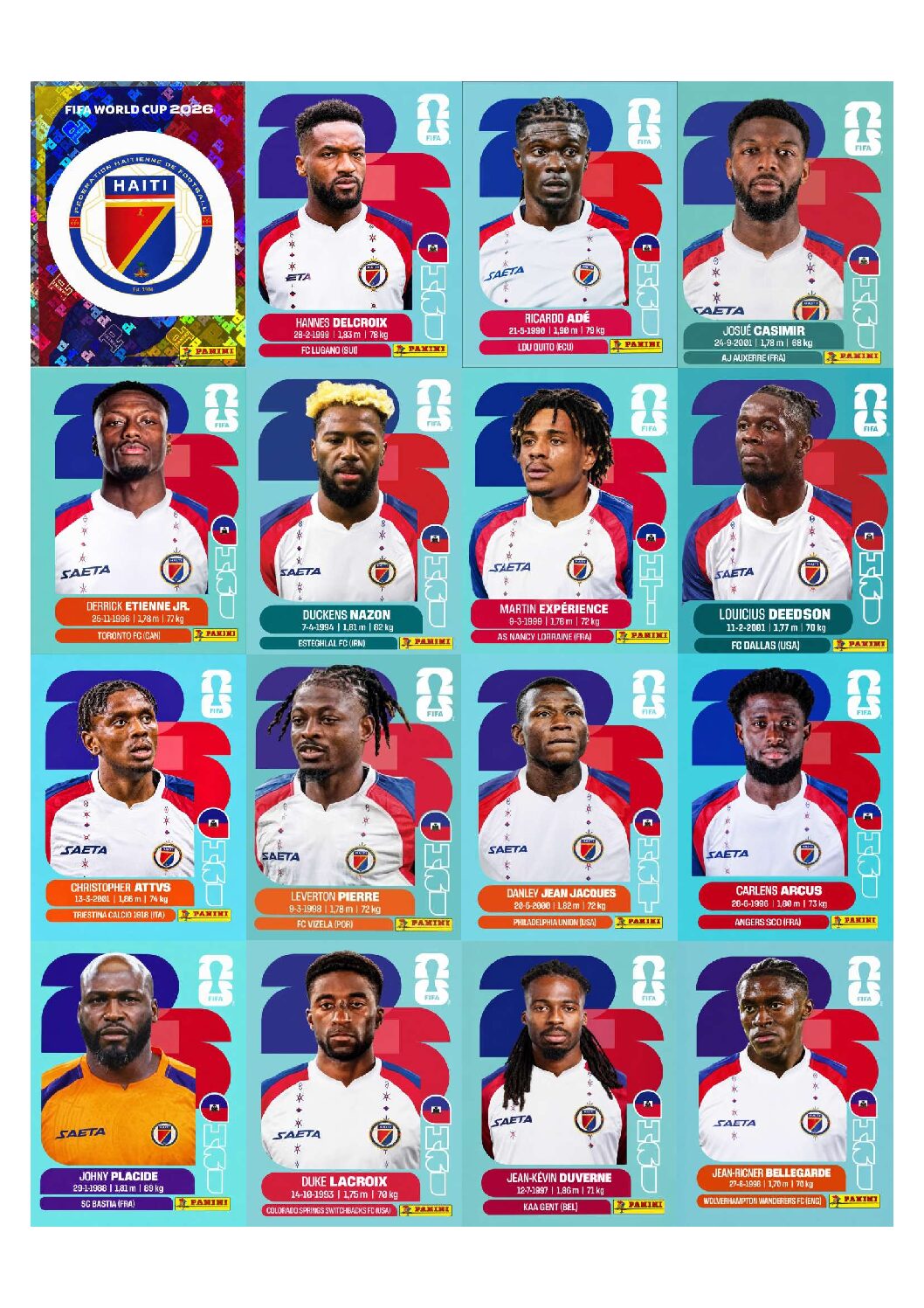 HAITI Copa 2026 para imprimir (PDF) seleção completa.